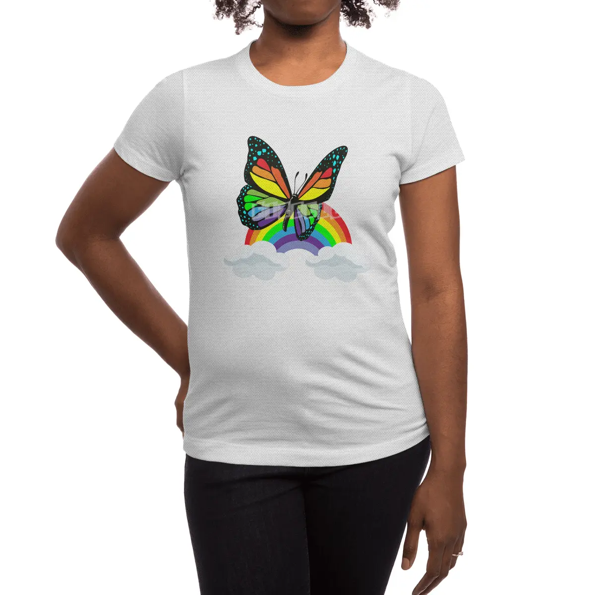 Butterfly with Rainbow Spor T-Shirt