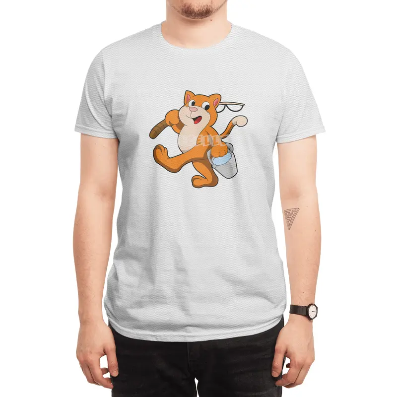 Cat as Angler with Fishing rod & Bucket of Water Spor T-Shirt