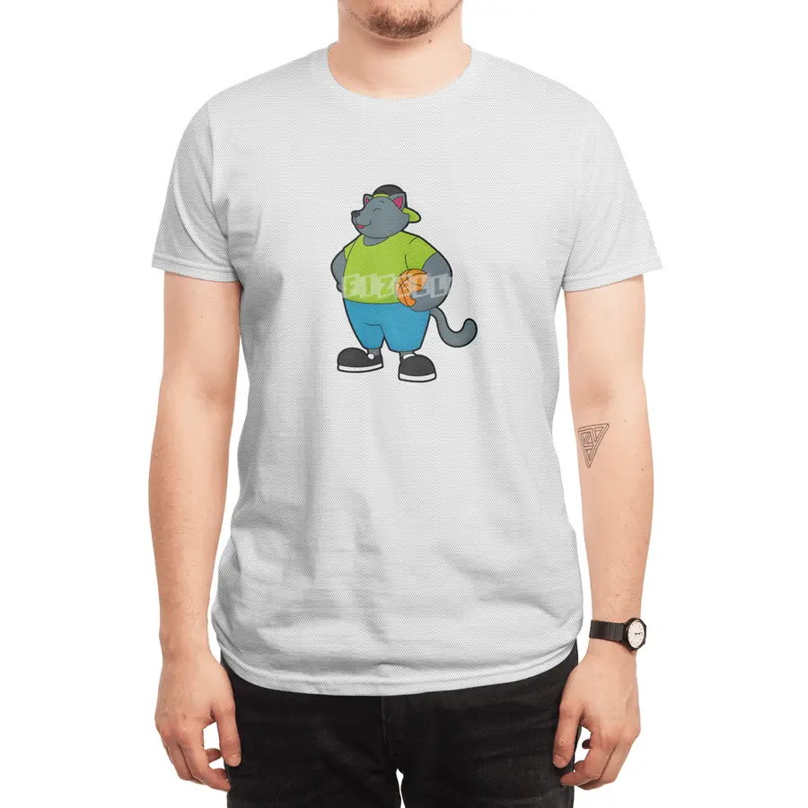 Cat as Basketball player with Basketball Spor T-Shirt