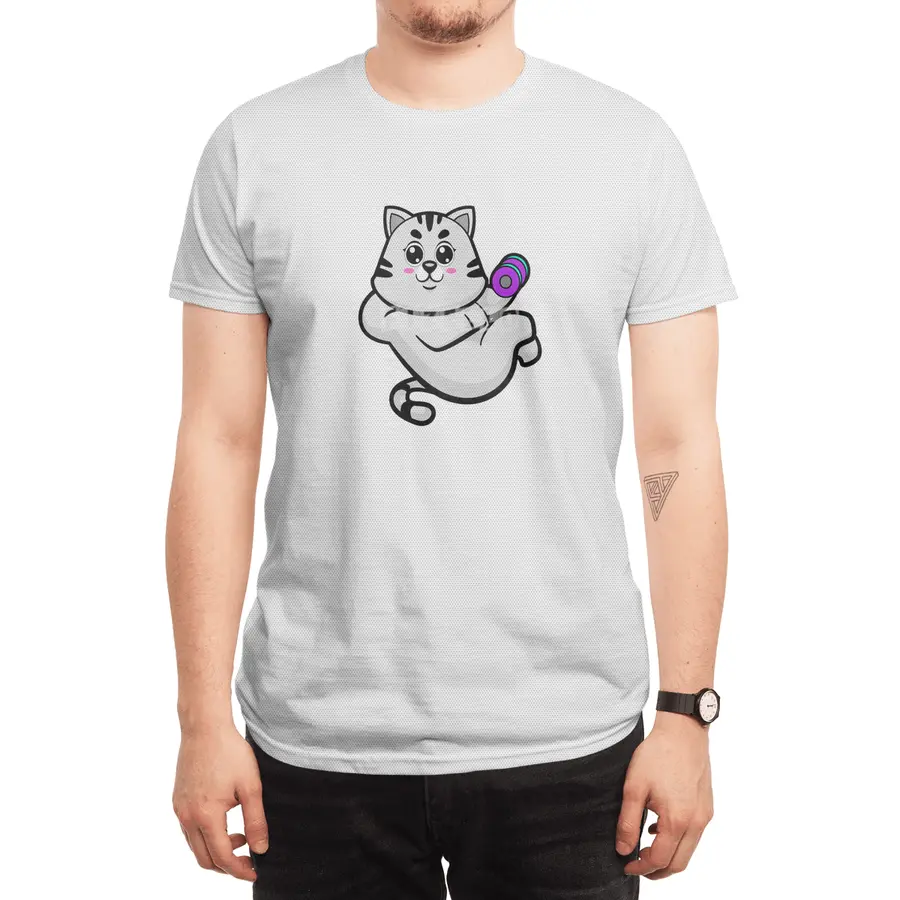 Cat as Bodybuilder with Dumbbell Spor T-Shirt