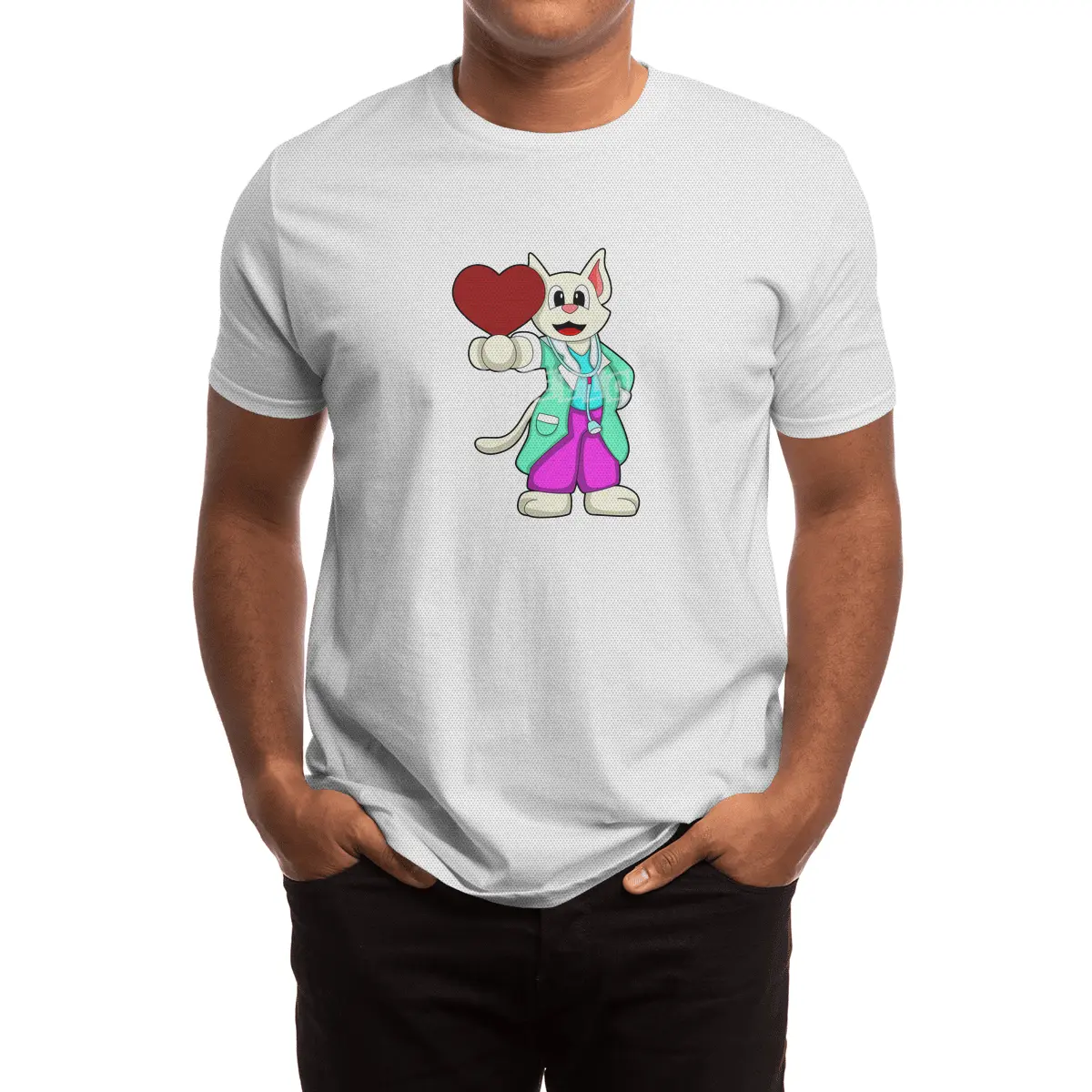 Cat as Doctor with Heart Spor T-Shirt