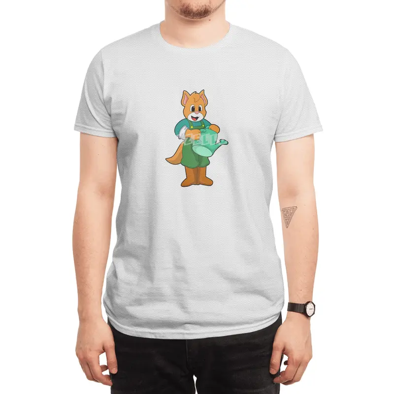 Cat as Farmer with Watering can Spor T-Shirt