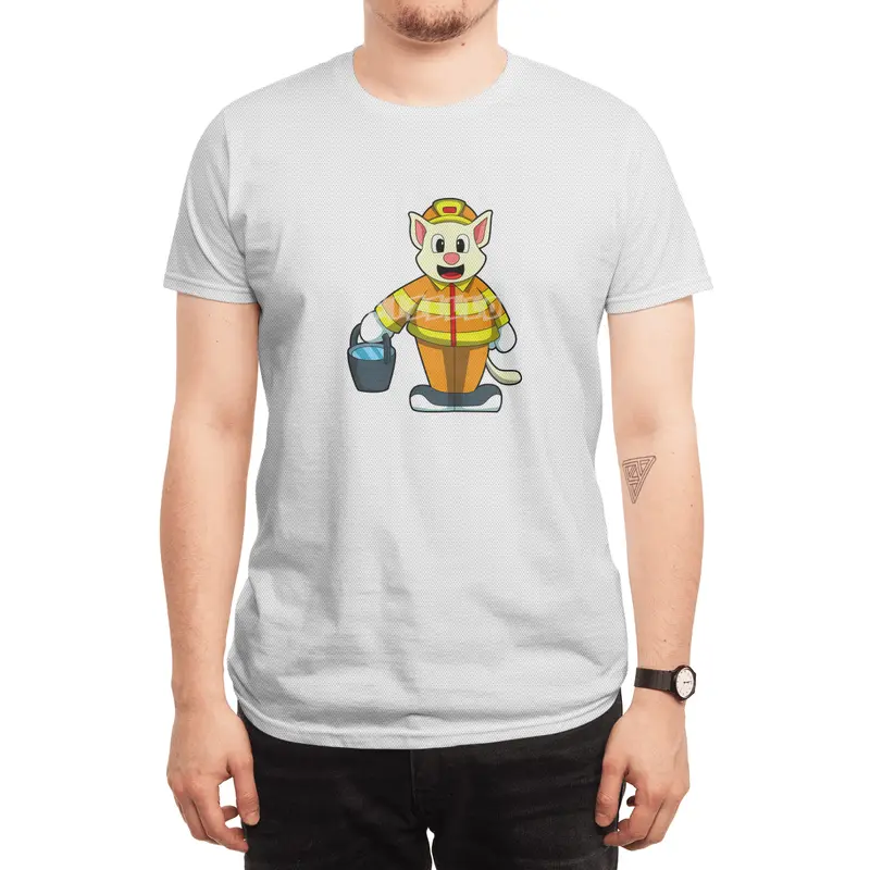 Cat as Firefighter with Bucket of Water Spor T-Shirt