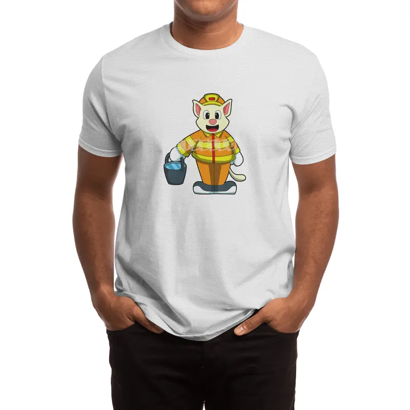 Cat as Firefighter with Bucket of Water Spor T-Shirt