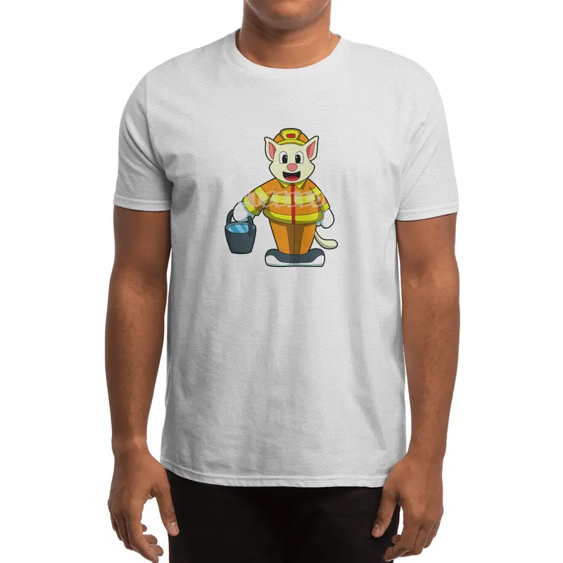Cat as Firefighter with Bucket of Water Spor T-Shirt