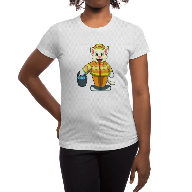 Cat as Firefighter with Bucket of Water Spor T-Shirt
