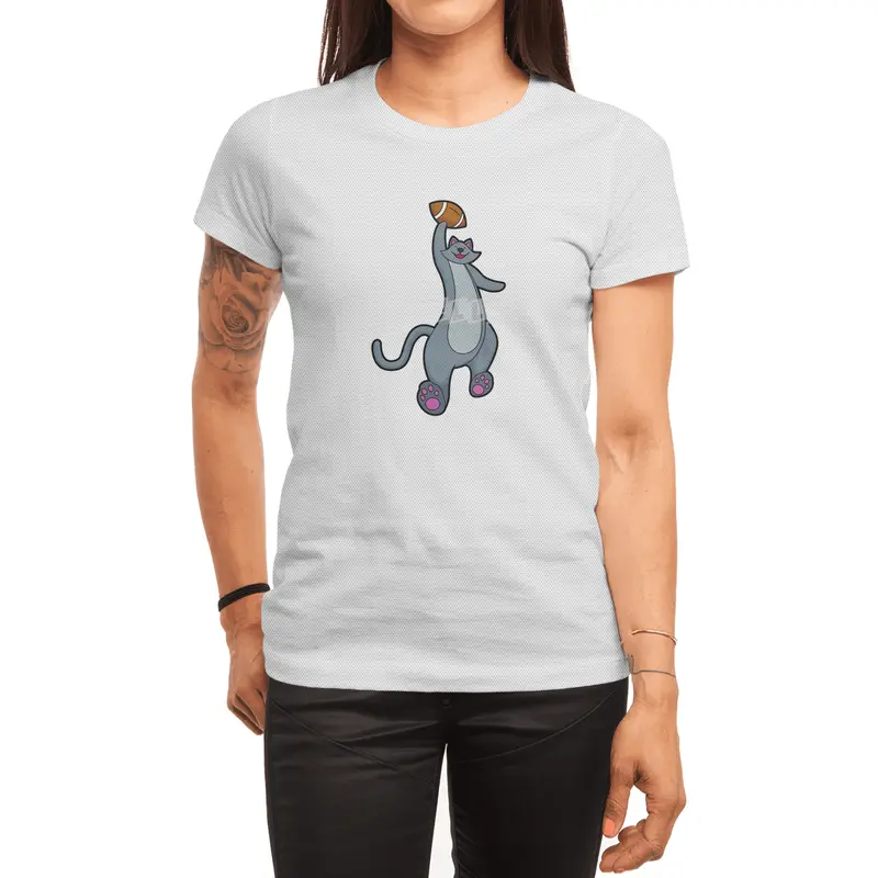 Cat as Football player with Football Spor T-Shirt