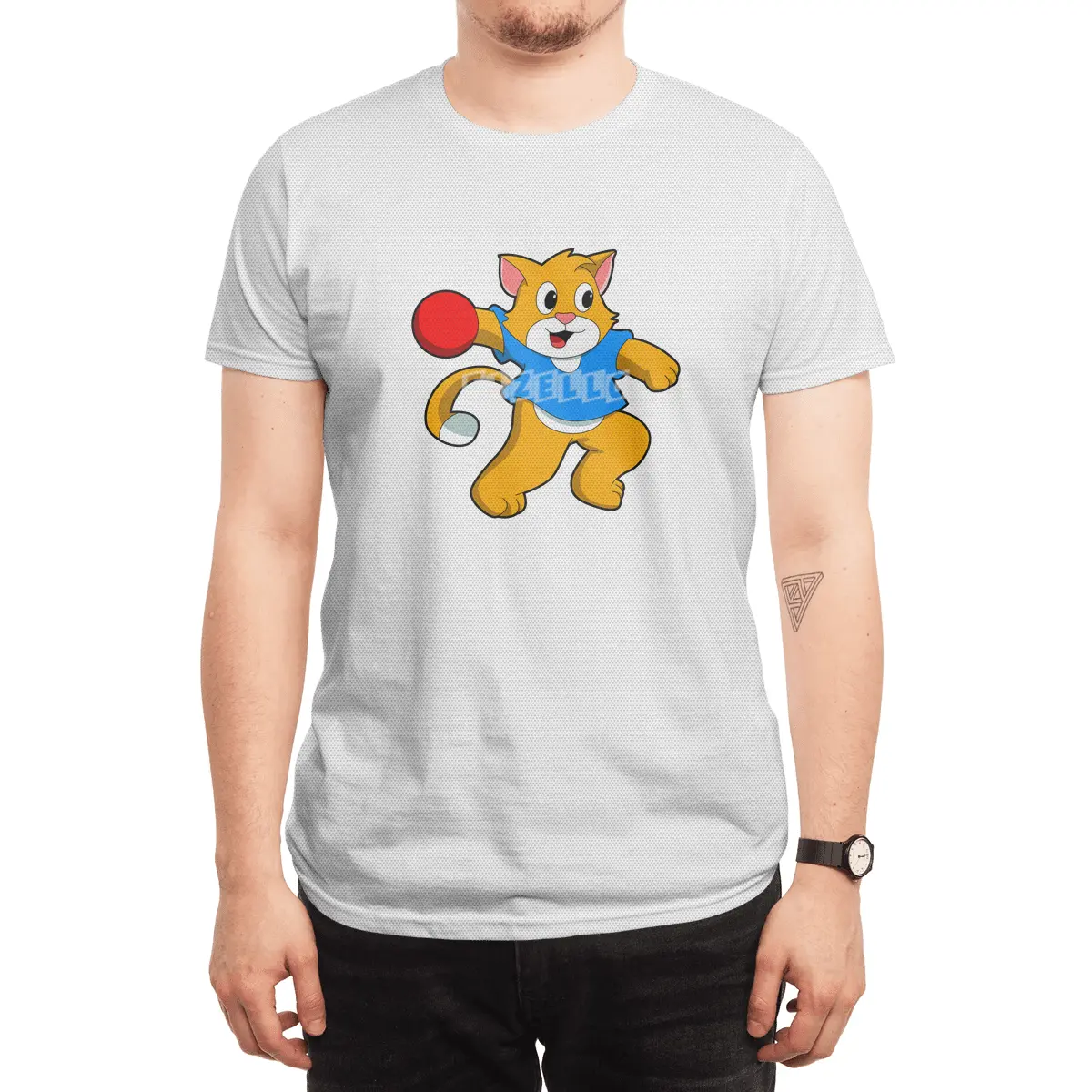 Cat as Handball player with handball Spor T-Shirt