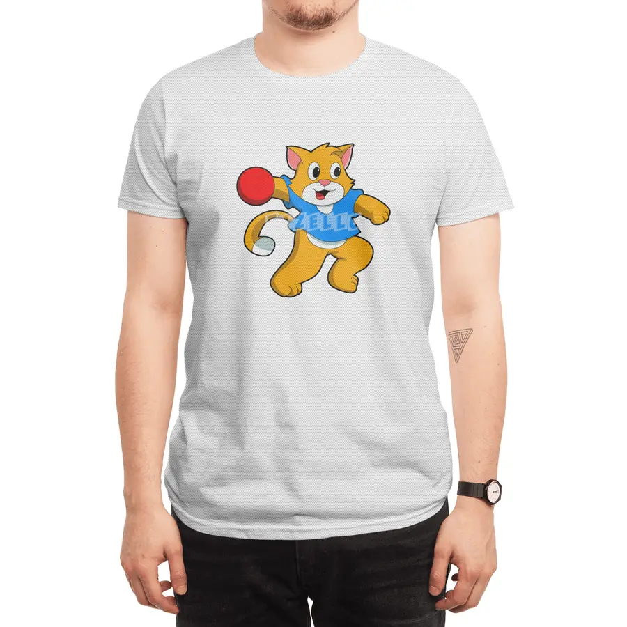 Cat as Handball player with handball Spor T-Shirt