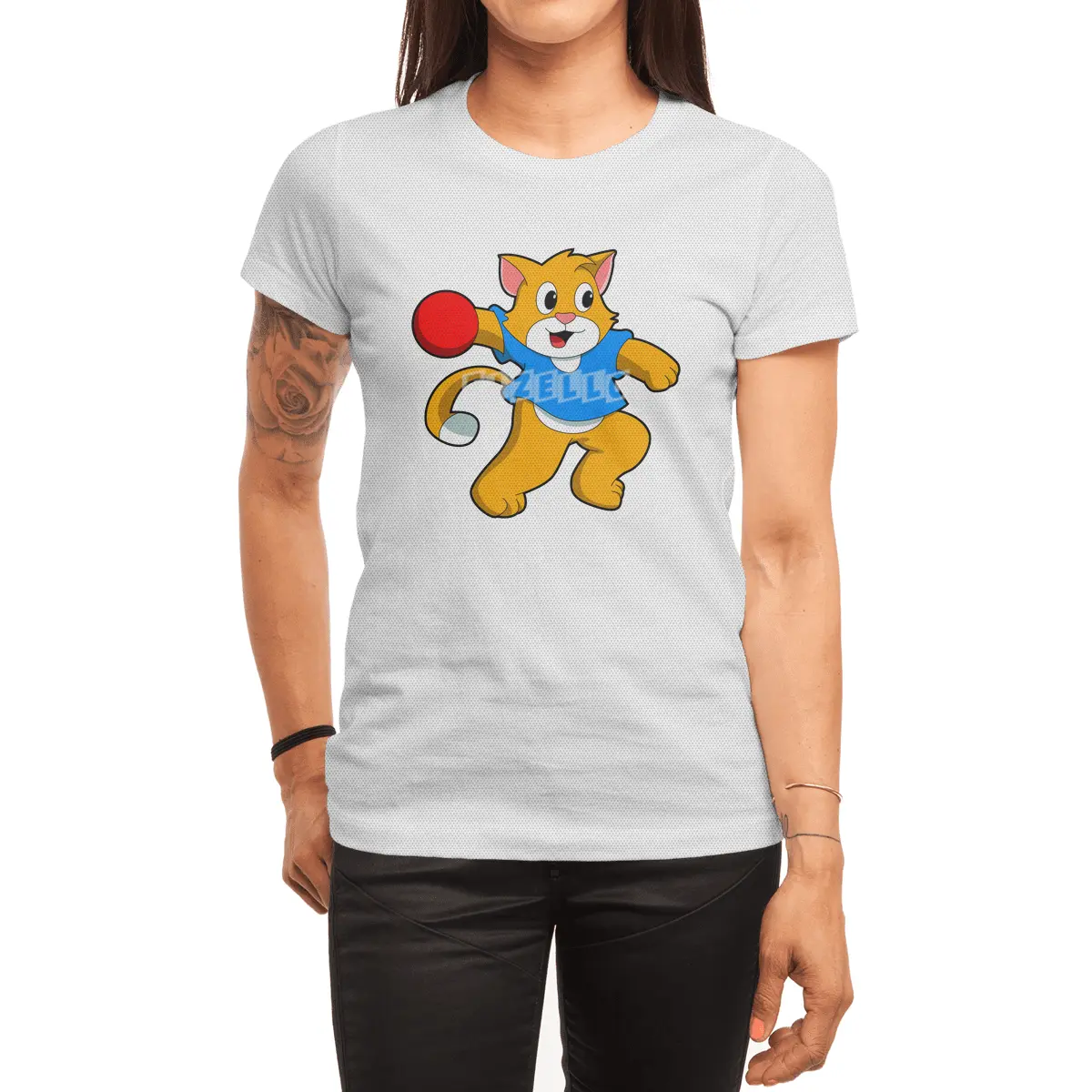 Cat as Handball player with handball Spor T-Shirt