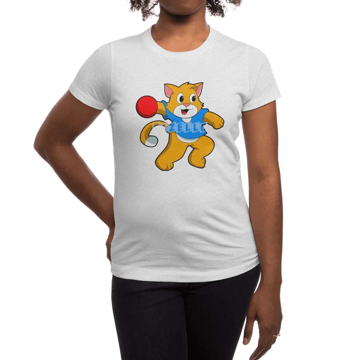 Cat as Handball player with handball Spor T-Shirt
