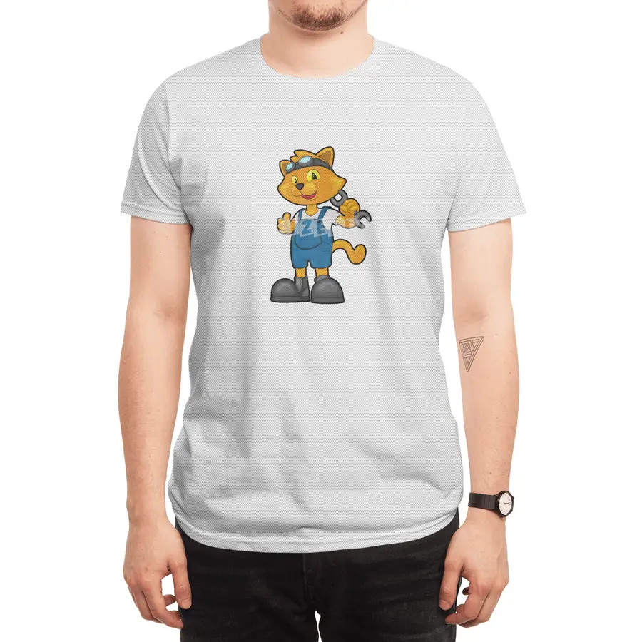 Cat as Mechanic with Spanner Spor T-Shirt