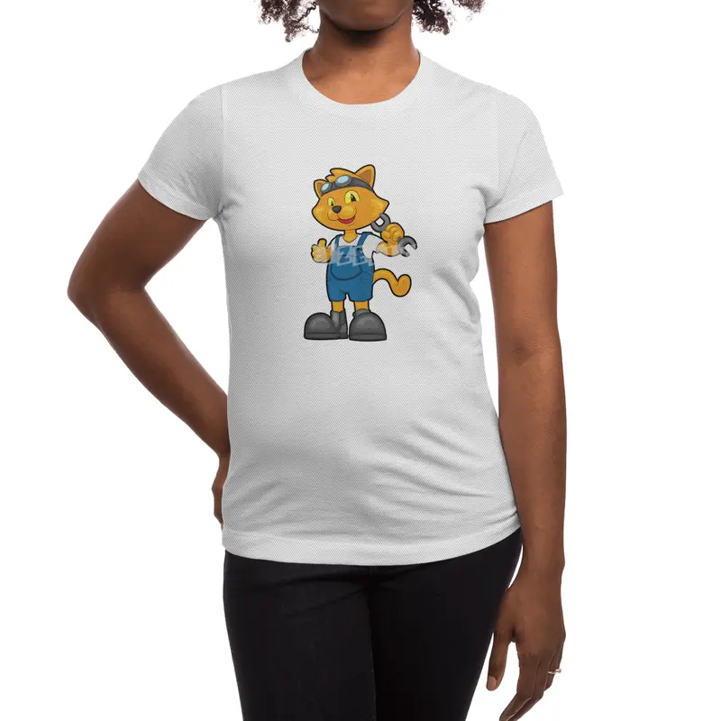 Cat as Mechanic with Spanner Spor T-Shirt