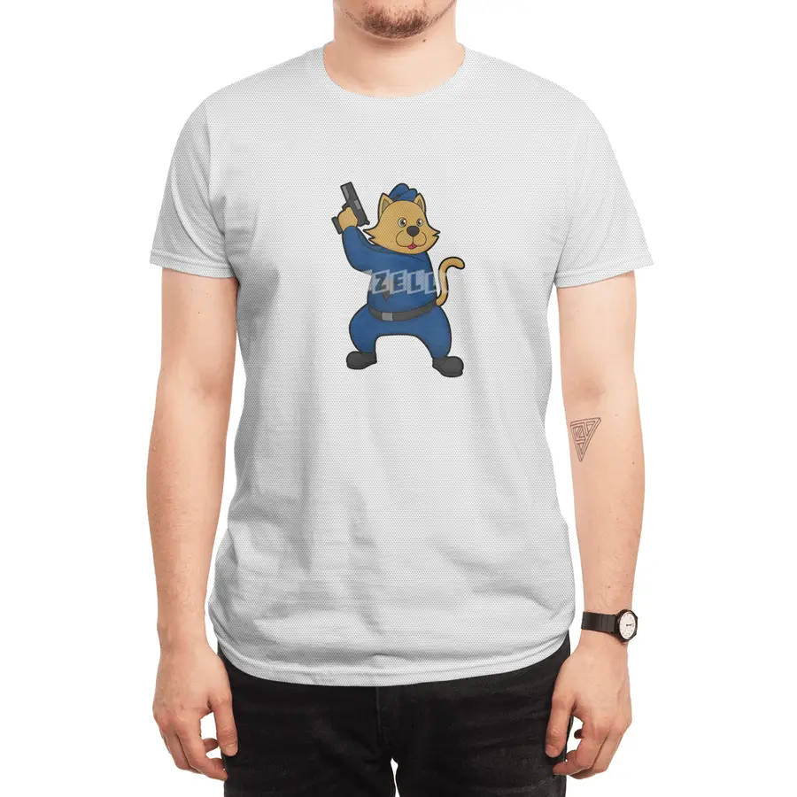 Cat as Police officer with Gun Spor T-Shirt