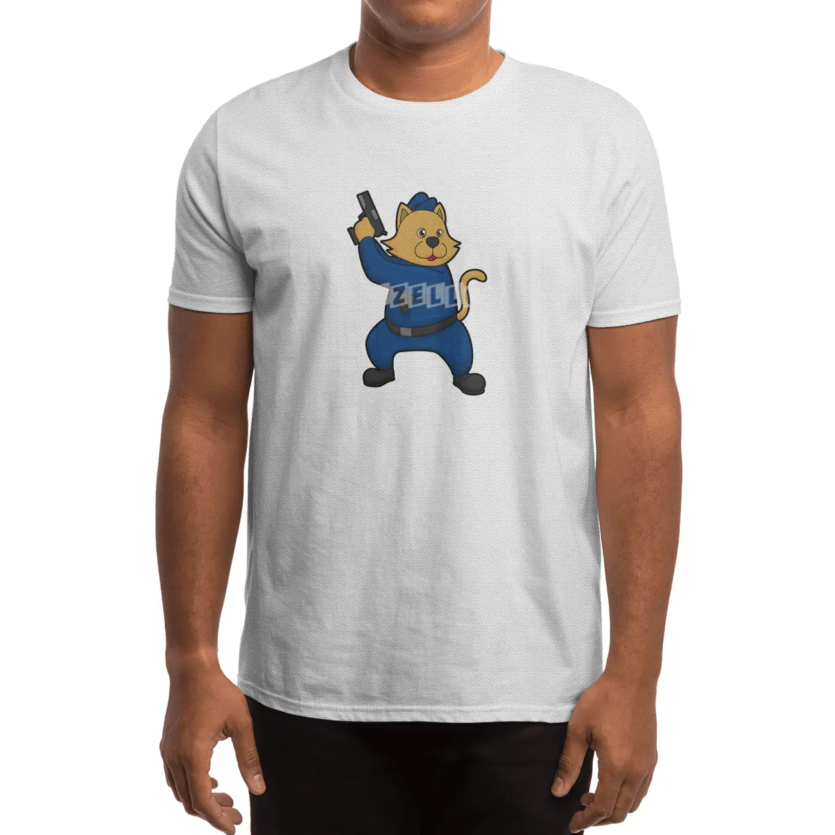 Cat as Police officer with Gun Spor T-Shirt