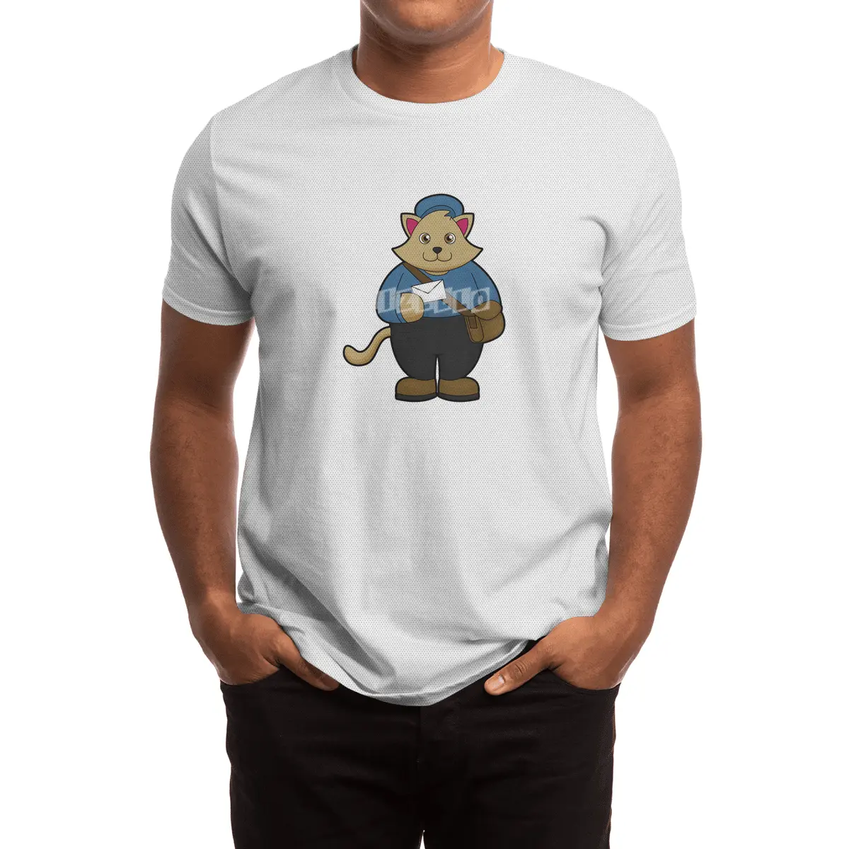Cat as Postman with Envelope & Bag Spor T-Shirt