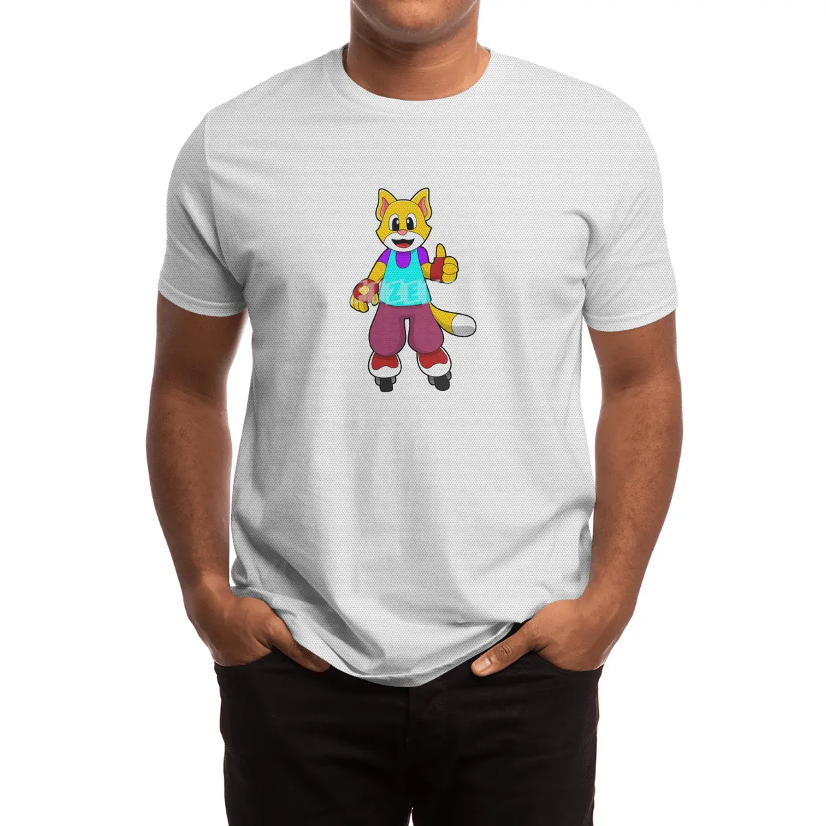 Cat as Skater with Inline skates Spor T-Shirt