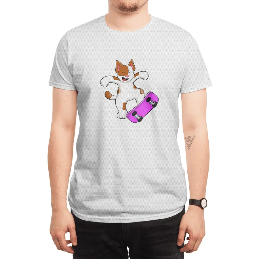 Cat as Skater with Skateboard Spor T-Shirt