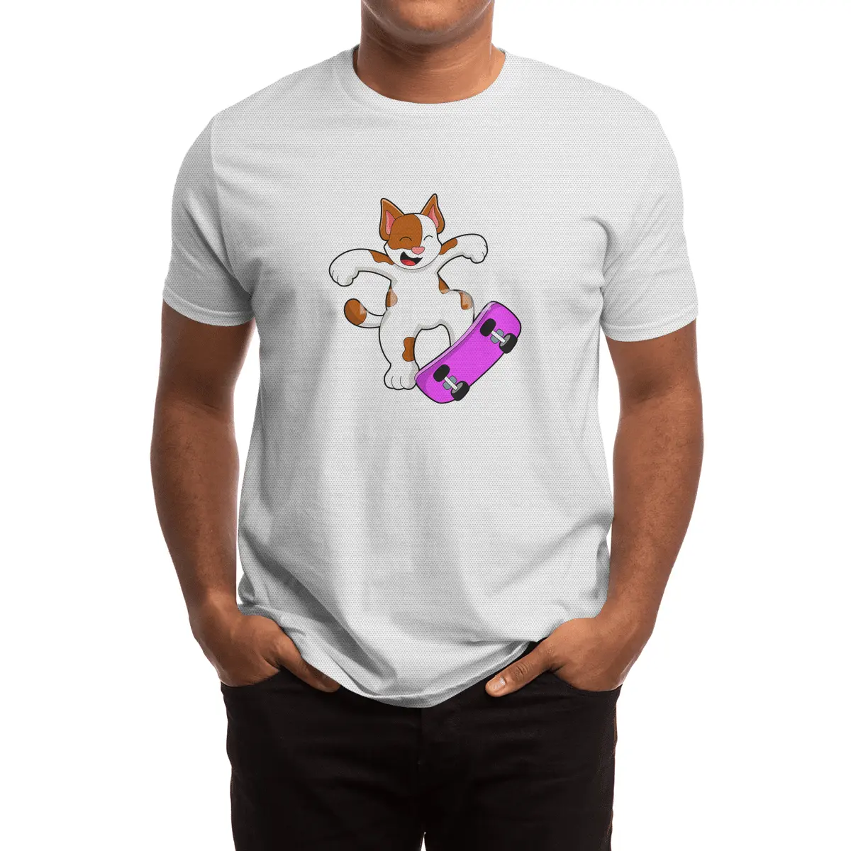 Cat as Skater with Skateboard Spor T-Shirt