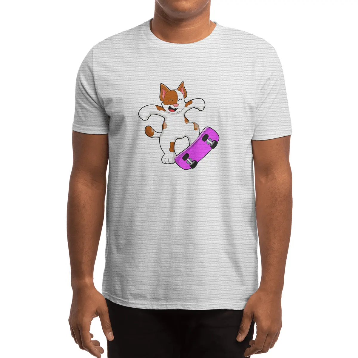 Cat as Skater with Skateboard Spor T-Shirt