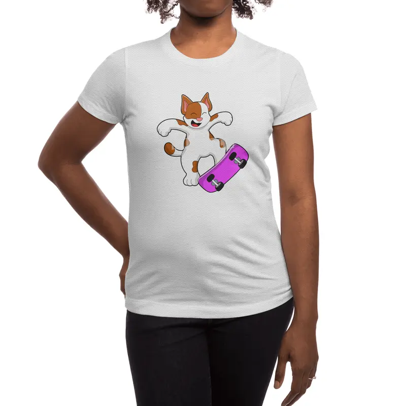 Cat as Skater with Skateboard Spor T-Shirt