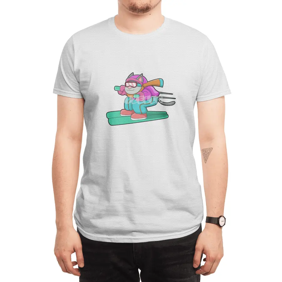 Cat as Ski jumper with Ski & Ski goggles Spor T-Shirt