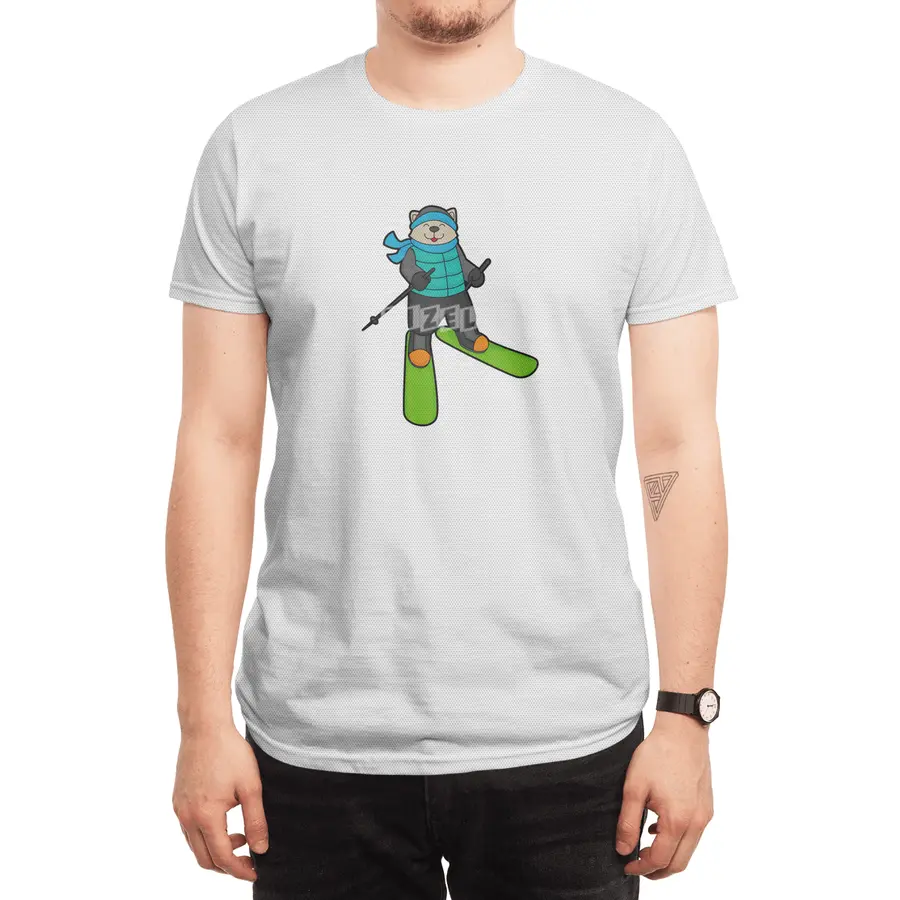 Cat as Skier with Ski Spor T-Shirt