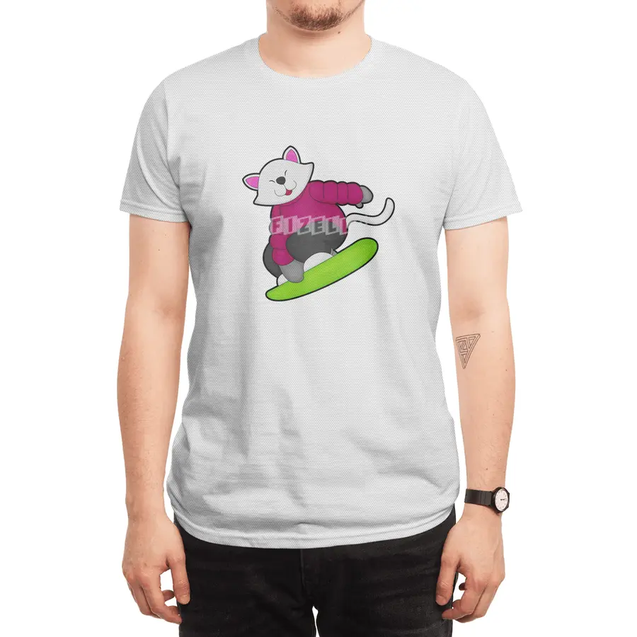 Cat as Snowboarder with Snowboard Spor T-Shirt