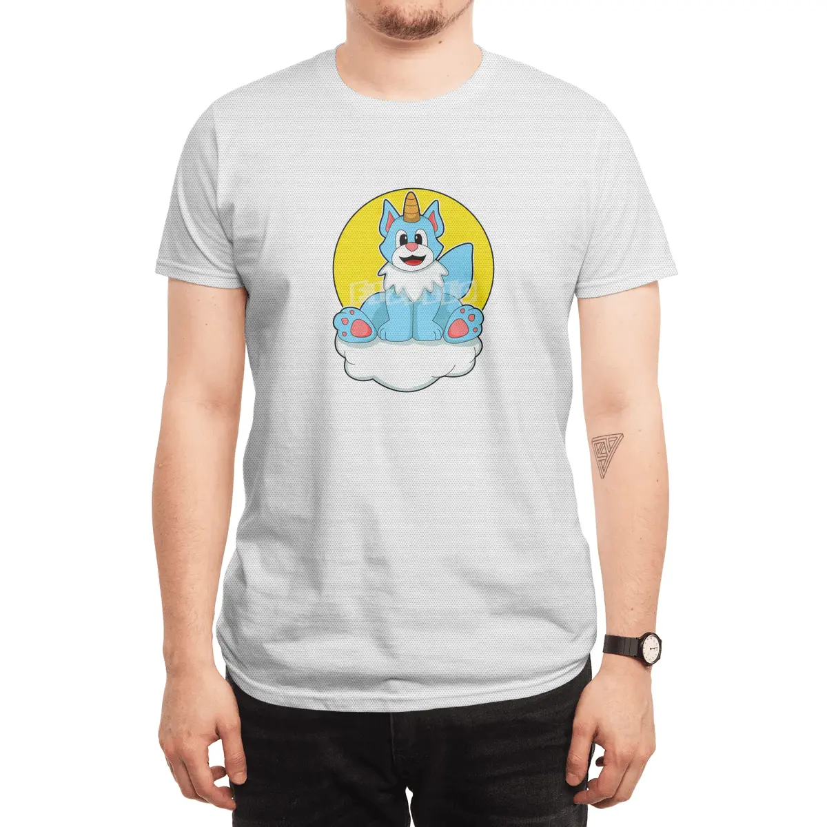 Cat as Unicorn on Clouds & Sun Spor T-Shirt