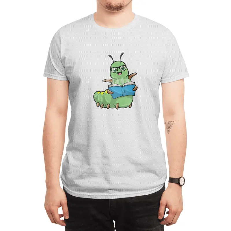 Caterpillar as Nerd with Book & Glasses Spor T-Shirt