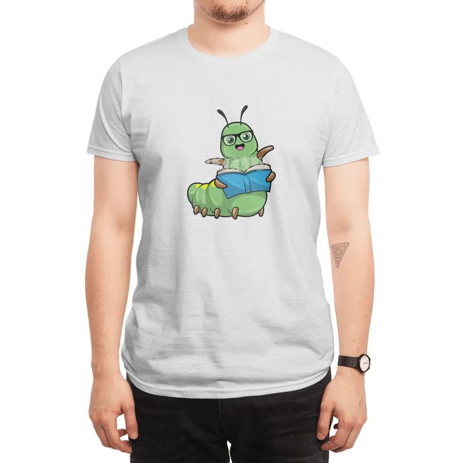 Caterpillar as Nerd with Book & Glasses Spor T-Shirt