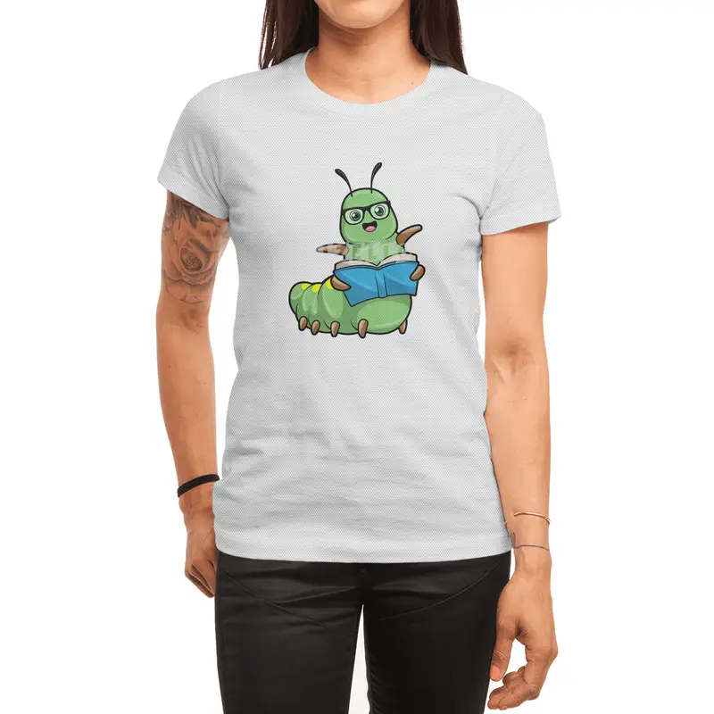 Caterpillar as Nerd with Book & Glasses Spor T-Shirt