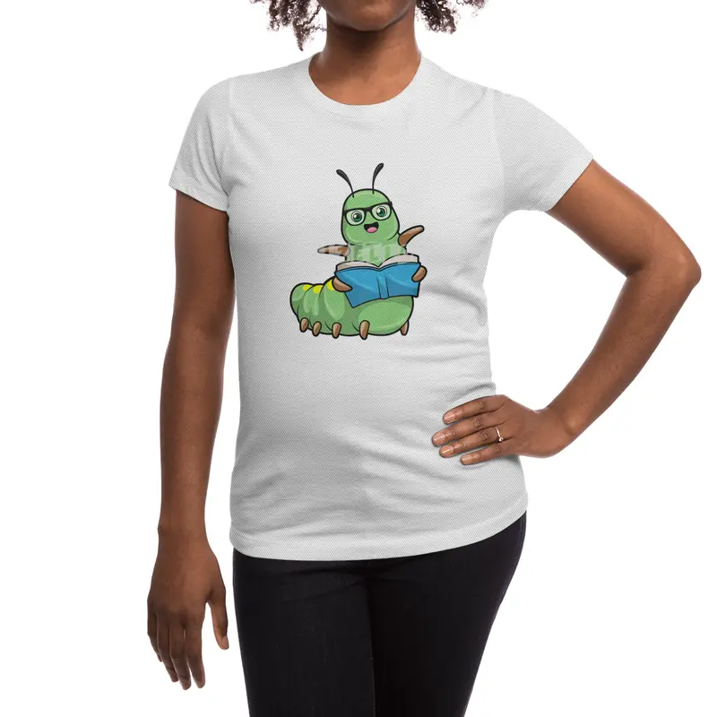 Caterpillar as Nerd with Book & Glasses Spor T-Shirt
