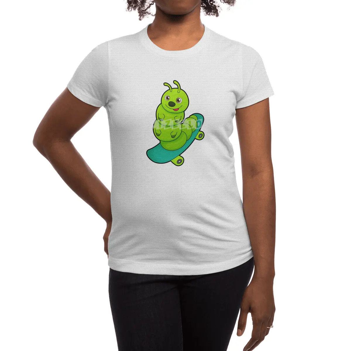 Caterpillar as Skater with Skateboard Spor T-Shirt
