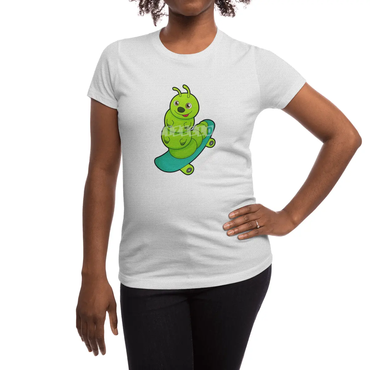 Caterpillar as Skater with Skateboard Spor T-Shirt