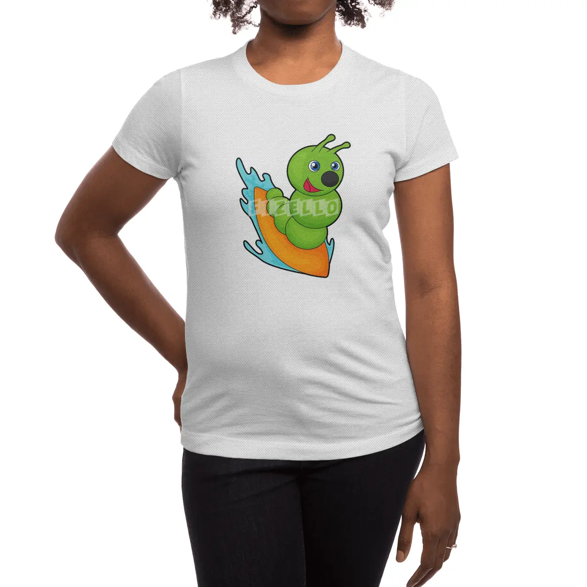Caterpillar as Surfer with Surfboard Spor T-Shirt