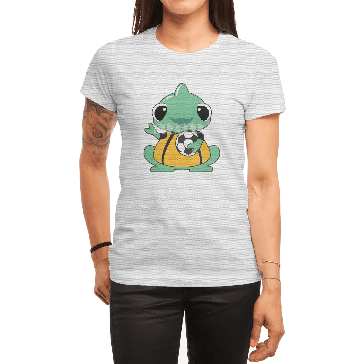 Chameleon as Goalkeeper with Soccer ball Spor T-Shirt