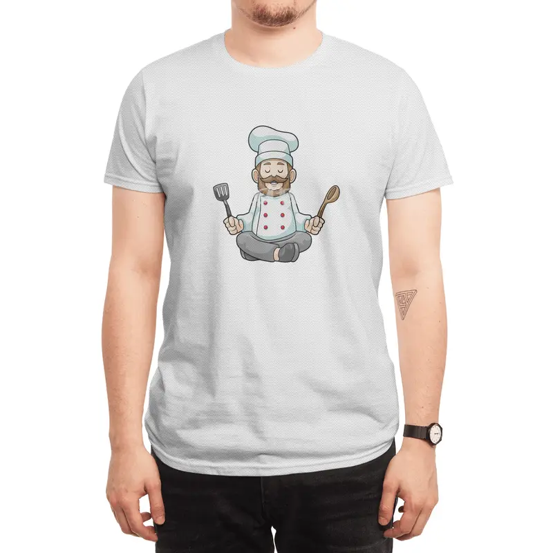 Chef with Cooking apron & Wooden spoon at Yoga Spor T-Shirt
