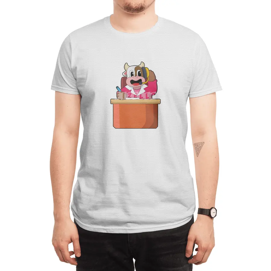 Cow as Secretary with Table Spor T-Shirt