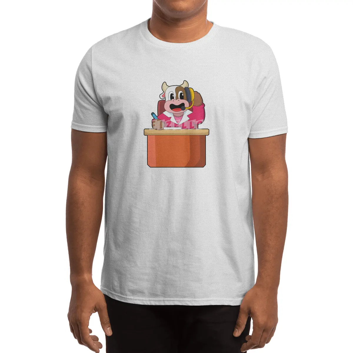 Cow as Secretary with Table Spor T-Shirt