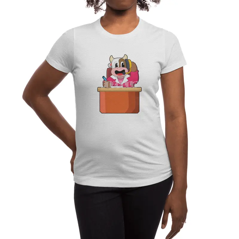 Cow as Secretary with Table Spor T-Shirt