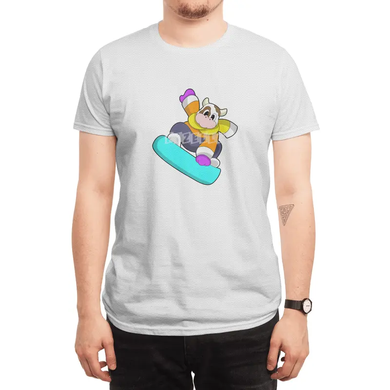 Cow at Snowboarding with Snowboard Spor T-Shirt