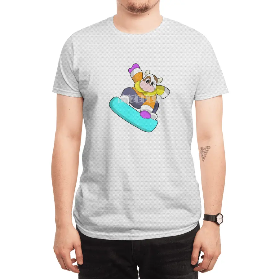 Cow at Snowboarding with Snowboard Spor T-Shirt