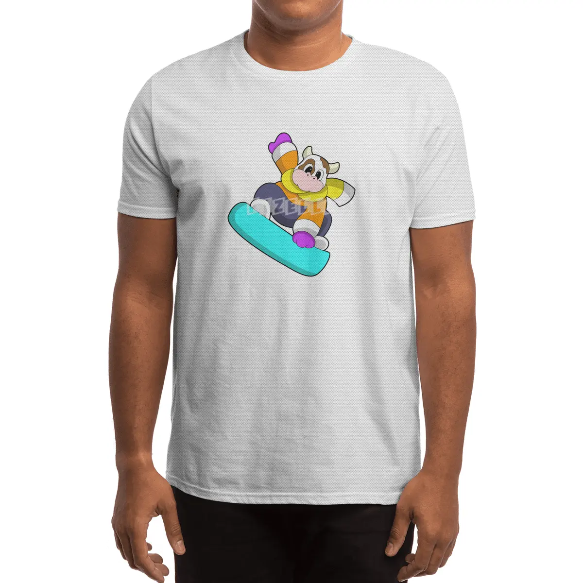 Cow at Snowboarding with Snowboard Spor T-Shirt