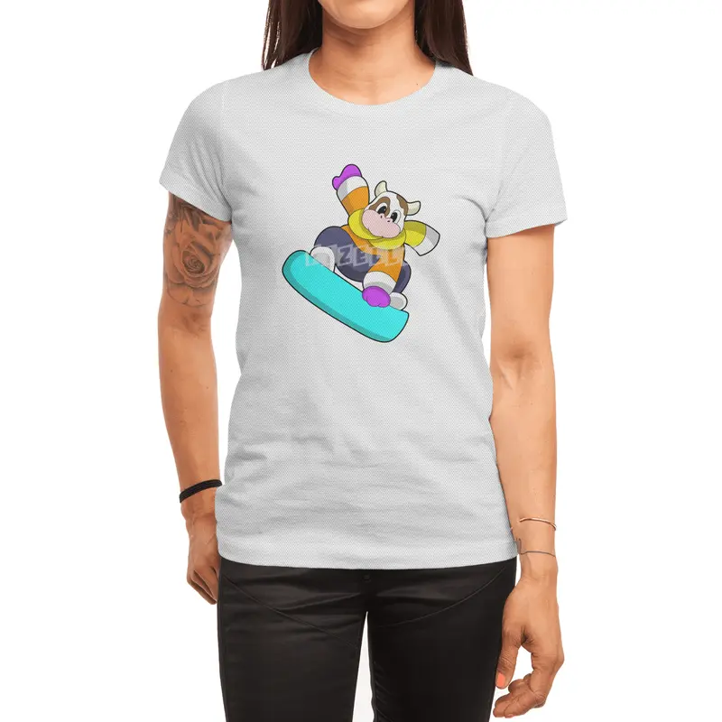 Cow at Snowboarding with Snowboard Spor T-Shirt