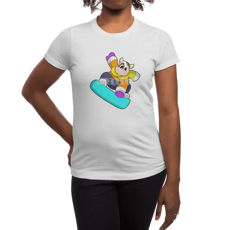 Cow at Snowboarding with Snowboard Spor T-Shirt