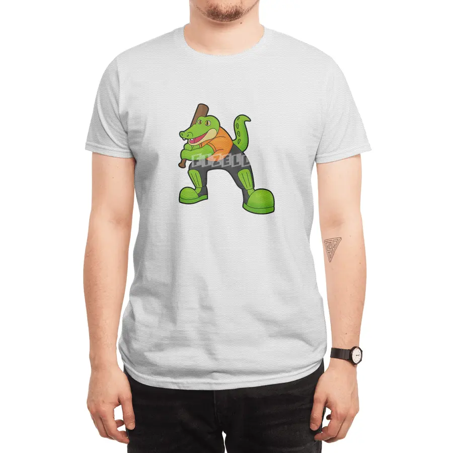 Crocodile at Cricket with Cricket bat Spor T-Shirt