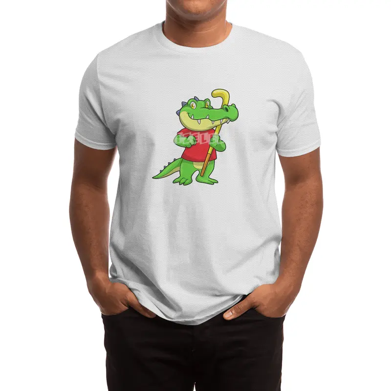 Crocodile at Field hockey with Hockey stick Spor T-Shirt
