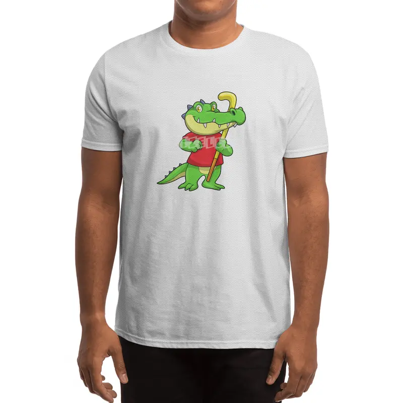 Crocodile at Field hockey with Hockey stick Spor T-Shirt