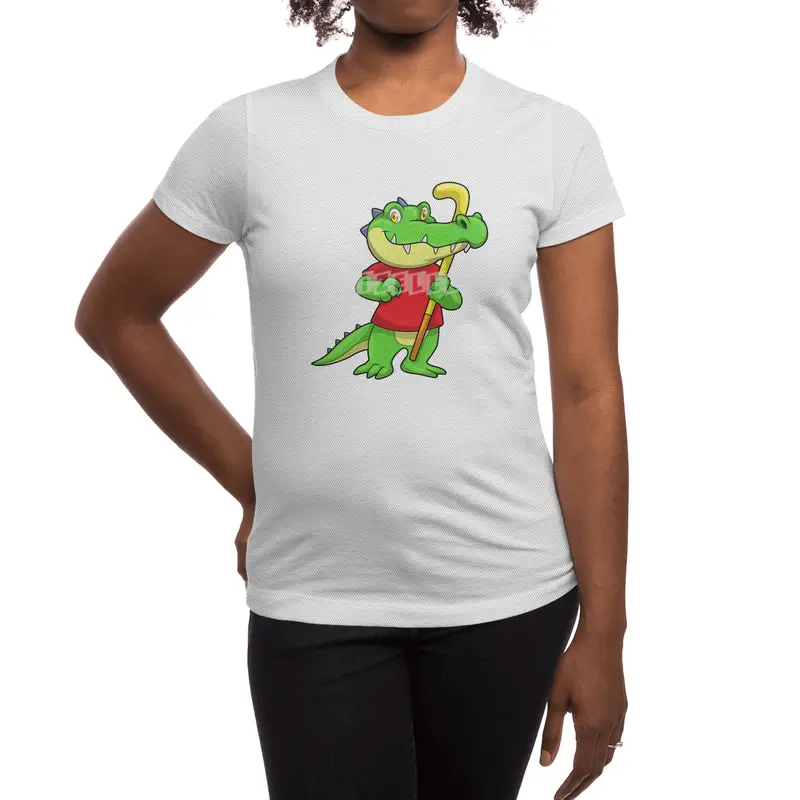 Crocodile at Field hockey with Hockey stick Spor T-Shirt